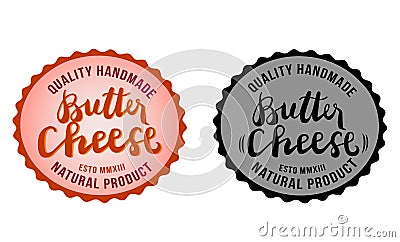 Butter cheese symbols, food, quality handmade, natural product, vector collection images for your logo, label, emblems. Stock Photo