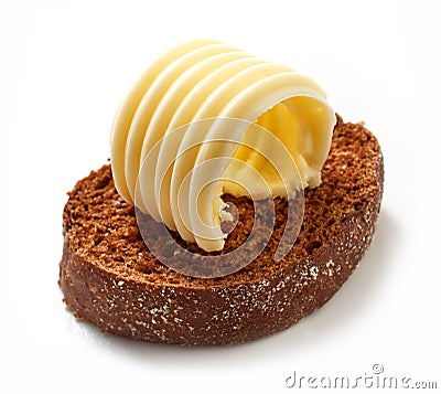 Butter curl on bread Stock Photo