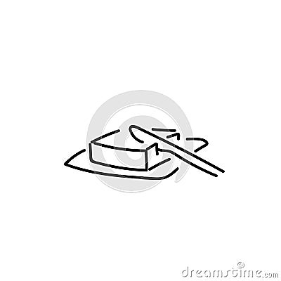 Butter and knife. simple sketch pen style. flat Stock Photo