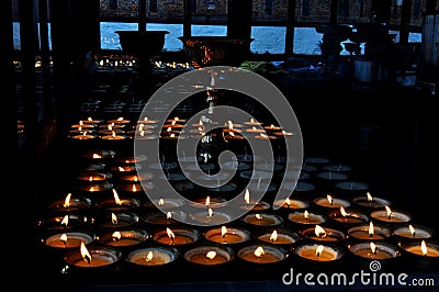 Butter Prayer Lamps of Buddhism Stock Photo