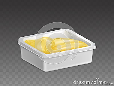 Margarine in plastic container realistic vector Vector Illustration