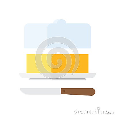 Butter stick with knife Vector Illustration