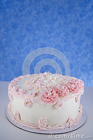 buttercream decorated homebaked layered cake Stock Photo