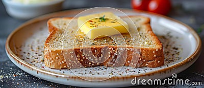 Buttered Sesame Toast on Plate: Simple Delight. Concept Food Photography, Breakfast Treats, Stock Photo