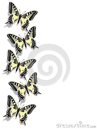 Butterfly border. Butterfly frame. Papilio machaon Stock Photo