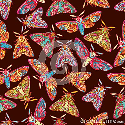 Butterflies on dark background Vector Illustration