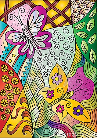 Butterflies with decorative style. Cartoon Illustration