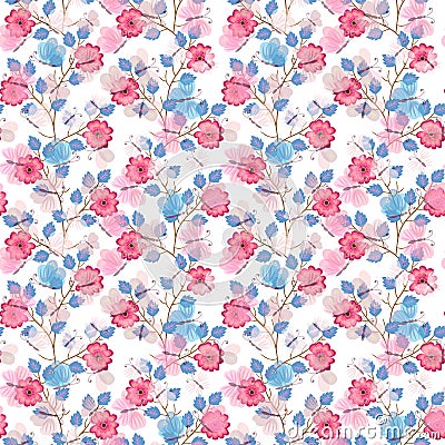 Butterflies flying in the garden. Cute seamless pattern in vector. Gentle print for fabric, paper, wallpaper, wrapping design Vector Illustration