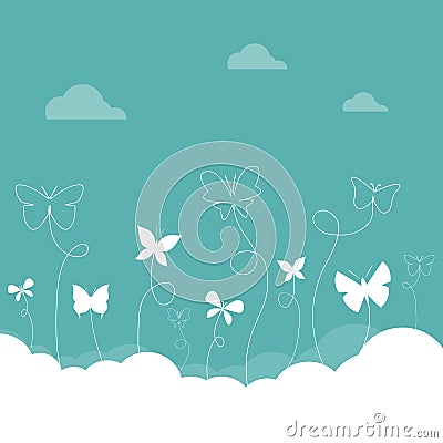 Butterflies flying in the sky. Vector Illustration