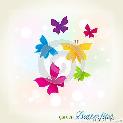 Butterflies garden cover logo template vector image Vector Illustration