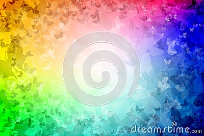 1000 Butterflies Rainbow colored Background Stock Photo