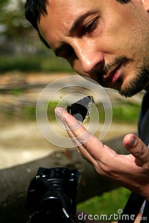 Butterflies scientist Stock Photo