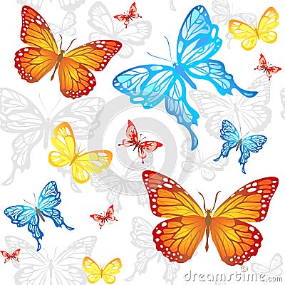 Butterflies seamless pattern Vector Illustration