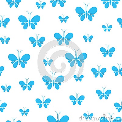 Butterflies seamless pattern, cute animal pattern with white background. Vector Illustration