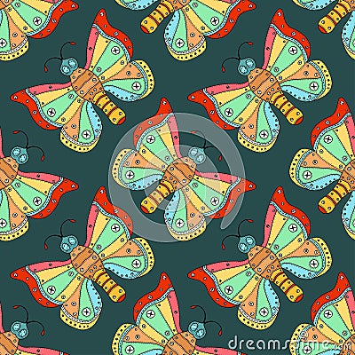 Butterflies seamless pattern Vector Illustration