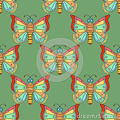 Butterflies seamless pattern Vector Illustration