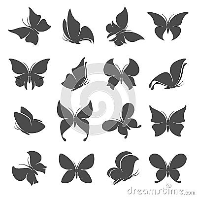 Butterflies set. Collection butterfly icons. Vector Vector Illustration