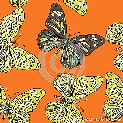 Butterflies in zentagle style Vector Illustration