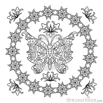 Butterfly Abstract mandala zentangle Stock Photo