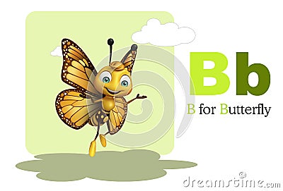 Butterfly with alphabate Cartoon Illustration