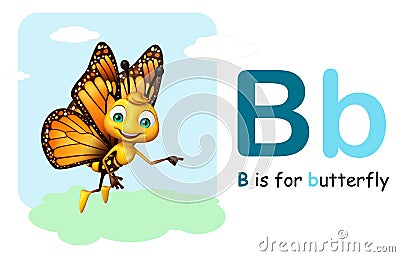 Butterfly with alphabate Cartoon Illustration