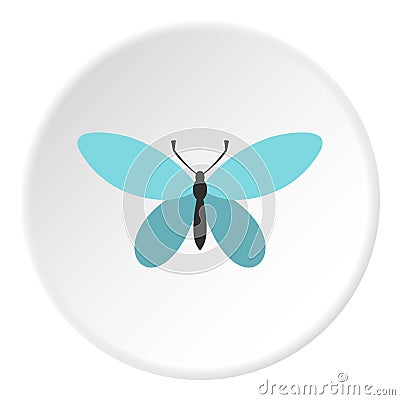 Butterfly with antennae icon circle Vector Illustration