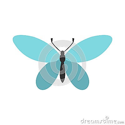 Butterfly with antennae icon, flat style Vector Illustration