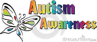 Butterfly Autism Awareness Banner Logo Stock Photo