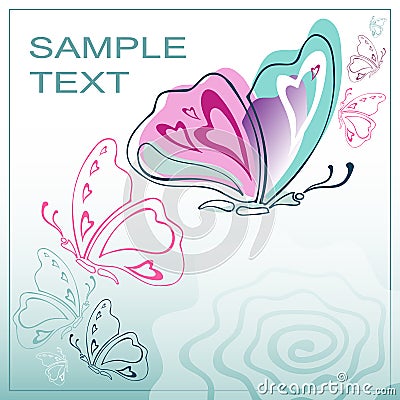 Butterfly, beautiful, gentle background for a greeting card Vector Illustration