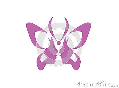 Butterfly beauty, double face ladies logo Schmetterling Cartoon Illustration