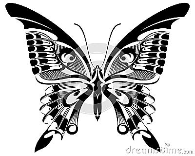 Butterfly Black & White silhouette design Stock Photo