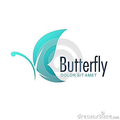 Butterfly blue logo design template Vector Illustration