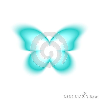 Butterfly blurry holographic shape isolated on white background. Trendy y2k sticker with gradient aura effect Vector Illustration