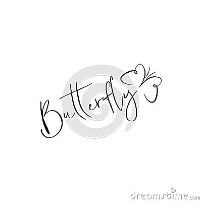 Butterfly calligraphy with line drawings butterfly- Vector Illustration