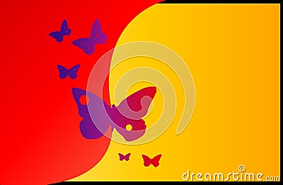 Butterflies in center spiral frills art work. Stock Photo