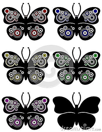 Butterfly Circles Ornament Vector Illustration