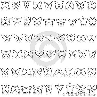 Butterfly collection. Beautiful nature flying insect Vector Illustration