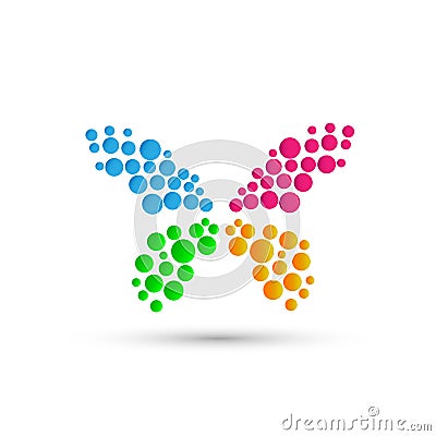 Butterfly colorful beauty spa lifestyle care relax yoga abstract wings logo icon on white background Cartoon Illustration