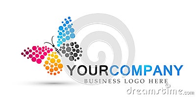 Butterfly colorful beauty spa lifestyle care relax yoga abstract wings logo icon on white background Cartoon Illustration