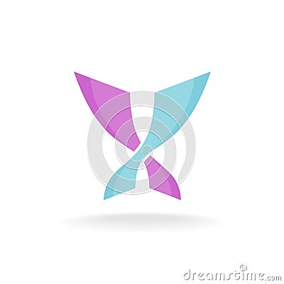 Butterfly colorful elegant logo. Two intersected wings. Vector Illustration