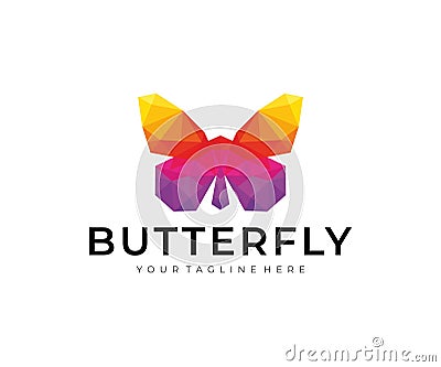 Butterfly Colorful Polygon Logo Design Vector Illustration