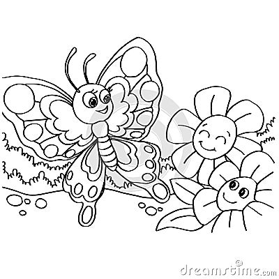 Butterfly coloring pages vector Vector Illustration