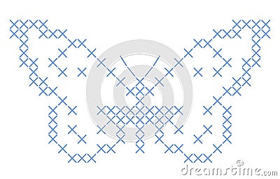 Butterfly criss-cross stitch embroidery Stock Photo