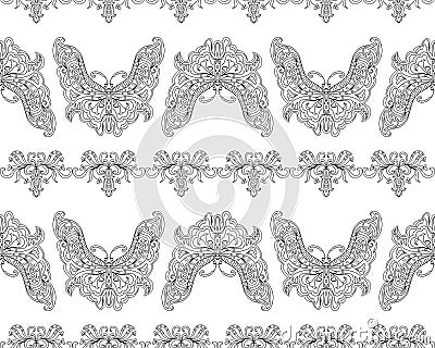 Butterfly decorative Victorian seamless pattern Stock Photo