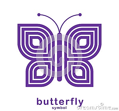 Butterfly elegant geometric linear vector symbol isolated over white background, best logo for beauty salon or boutique or Vector Illustration