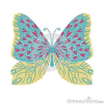 butterfly embroidery artwork design for fashion wearing, graphic Vector Illustration