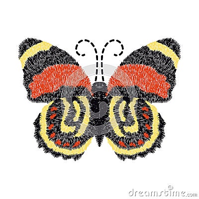 Butterfly embroidery design for clothing. isolated insect vector Vector Illustration