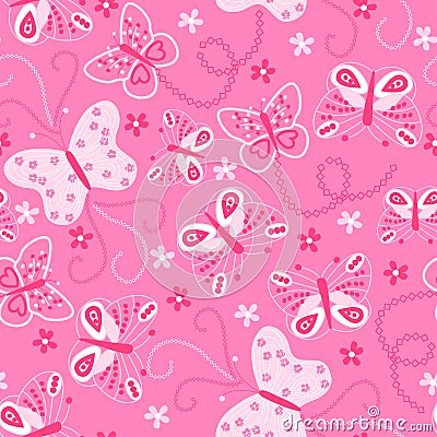 Butterfly embroidery seamless pattern Vector Illustration