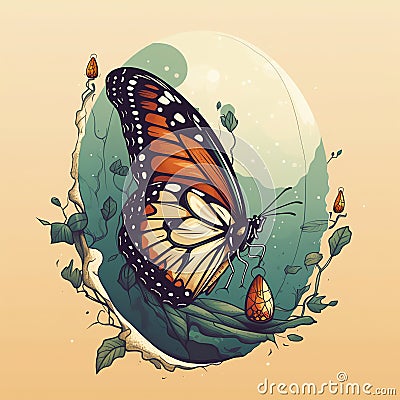 A butterfly emerging from its cocoon Stock Photo