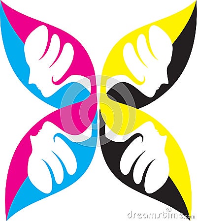 Butterfly face logo Vector Illustration